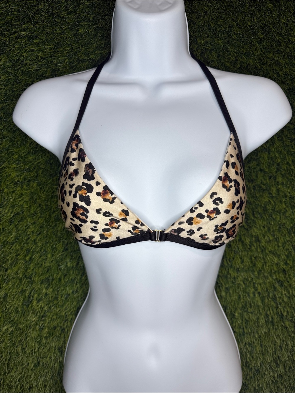Beach Bunny Leopard Cheetah Print Triangle Halter Bikini Top